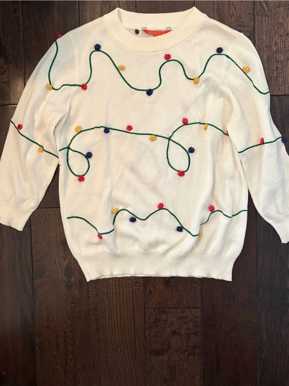 Embroidered holiday lights sweater from ModCloth